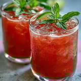 A clear pitcher filled with pink guava nectar drink, ready to be poured over ice for a refreshing summer beverage.