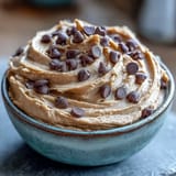 Enjoy this no-bake cookie dough dip, showing luscious chickpea sweetness.