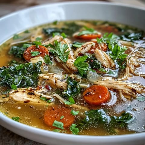 Zesty lemon garnish and a steamy spoonful of High Protein Lemon and Turmeric Chicken Soup served in a cozy kitchen.