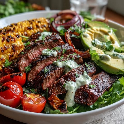 Steak Avocado Roasted Corn Bowl