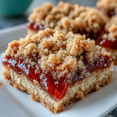 Close-up of golden-baked Guava Jam Bars on a cooling rack, revealing a bright pink guava filling.