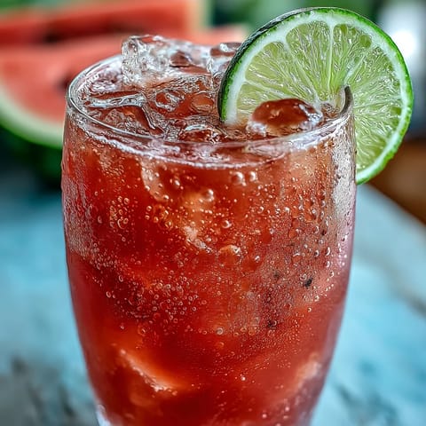 A close-up of a refreshing guava juice with sparkling water, showing fizz and a sprig of mint, served in a clear glass for an easy vegan beverage.