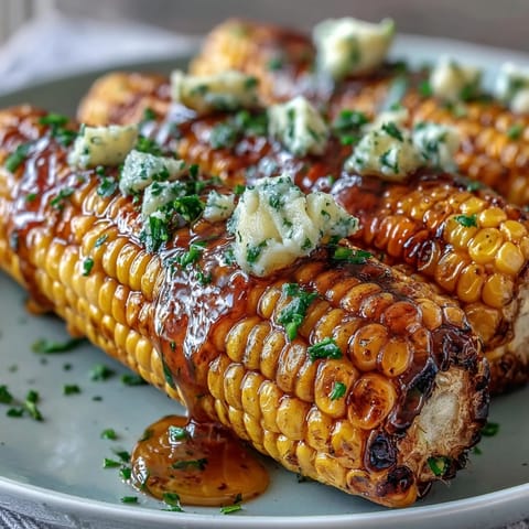 Microwave Corn on the Cob with Garlic Butter, golden and juicy, brushed with savory melted garlic butter and fresh parsley.