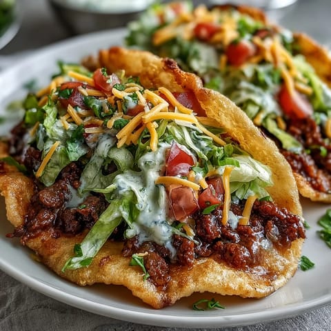 Savory seasoned beef fills these delicate cloud bread tacos, topped with fresh ingredients.