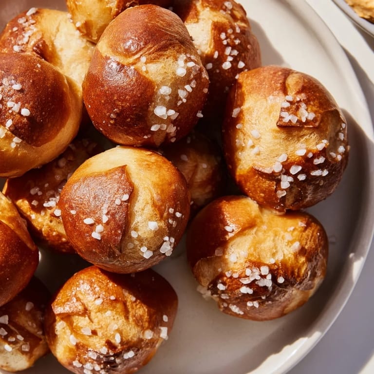 Warm Pretzel Bites recipe featuring soft, baked dough alongside a rich, cheesy, flavorful dip.