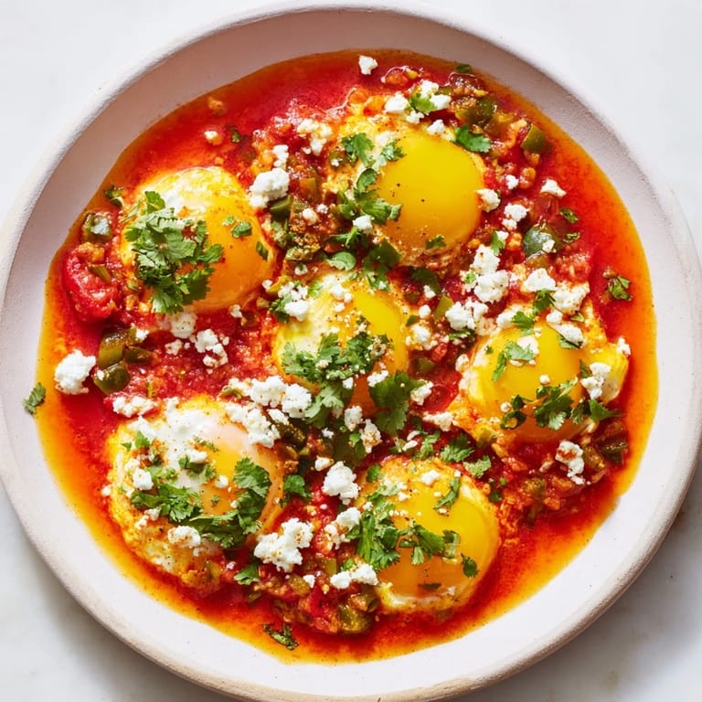 Enjoy warm crusty bread dipped into this amazing shakshuka; perfect for brunch or breakfast.