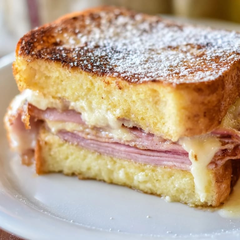 Imagine the savory and sweet flavors of a classic Monte Cristo sandwich, crispy and irresistible.