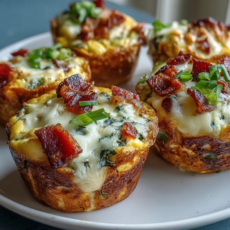 Breakfast Egg Muffins packed with fluffy eggs, crispy bacon, and cheddar, plated with salsa for a spicy, protein-rich breakfast.