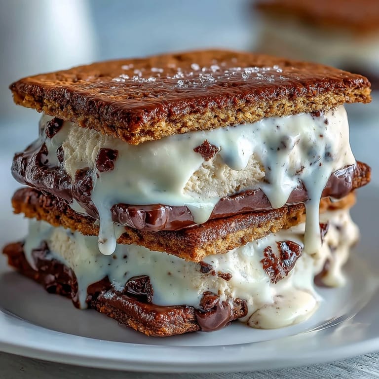 Rich espresso chocolate cookies sandwich smooth vanilla bean ice cream, creating a luxurious frozen dessert inspired by the classic frappuccino flavor.