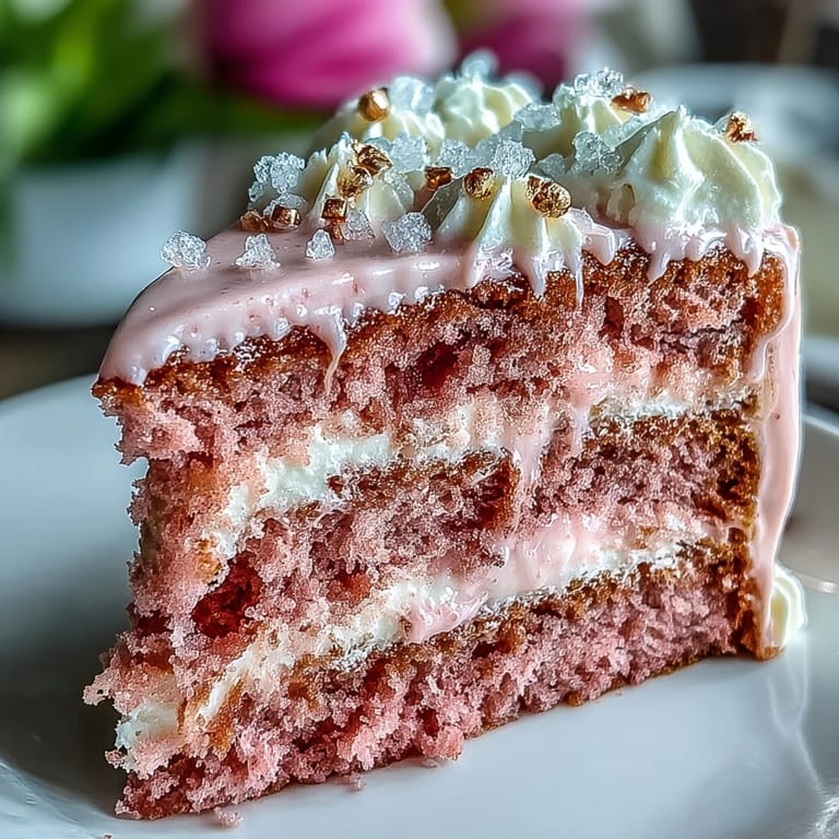 Decadent Bridal Shower Rosé Velvet Cake, perfectly frosted and adorned with shimmering metallic accents.