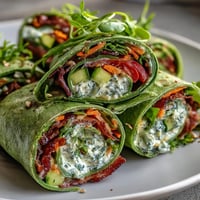 Fresh spinach pinwheel wraps with herb cream cheese, crunchy veggies, and a creamy filling—perfect for healthy snacking.